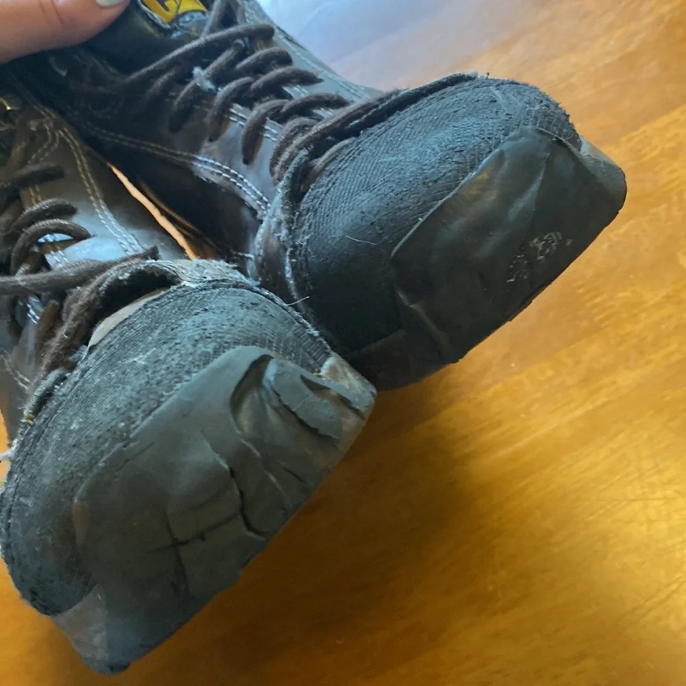 Caterpillar Brown Black Boots 8 Leather Upper Steel Toe